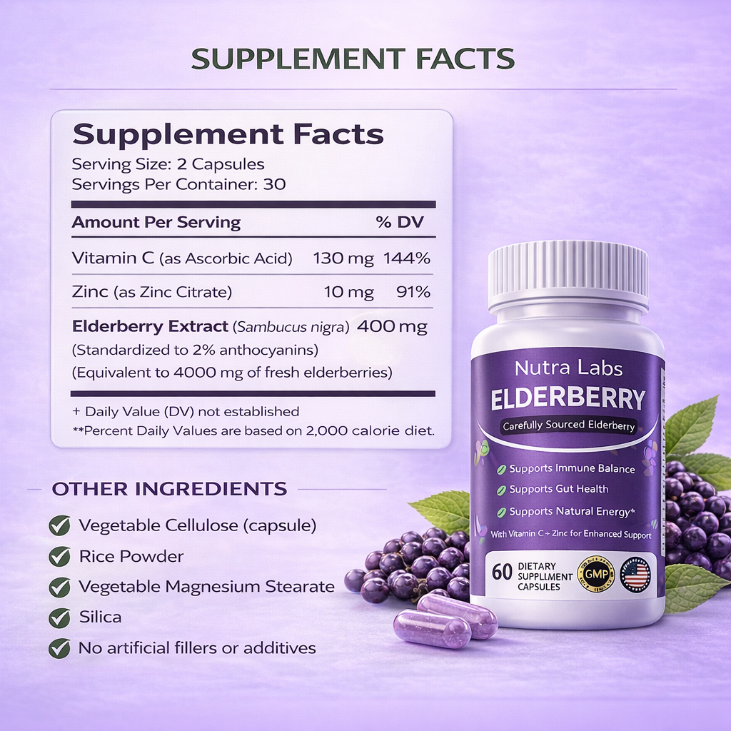 Nutra Labs™ Gut Support Complex with Elderberry, Zinc & Vitamin C